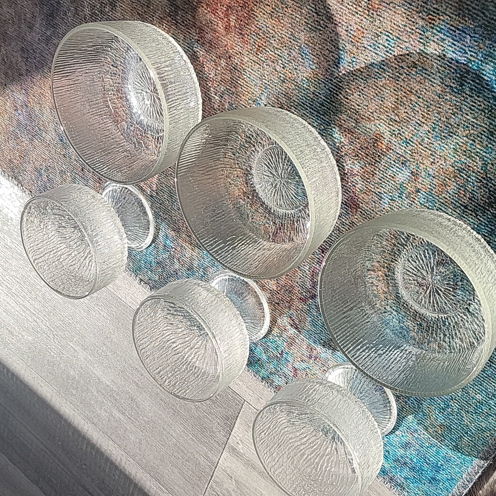 Send Me Offers! Vintage Clear Glass Frost Cup and Bowl 6pc Set